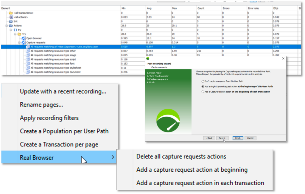 NeoLoad 2023.2 automated capture requests screen shot